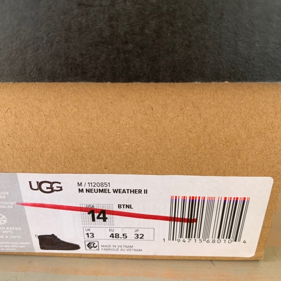 UGG NEUMEL WEATHER 2 BLACK TNL  LEATHER WATEPROOF BOOTS US 14 NIB - Picture 8 of 8